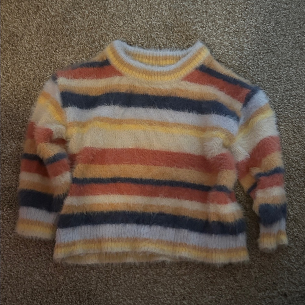 Old Navy Kids Fuzzy Striped Sweater - Blue, Orange, Yellow